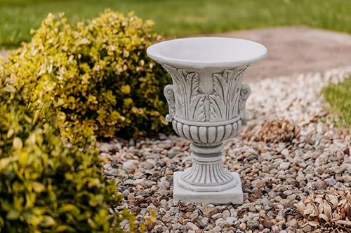 gartendekoparadies.de Flower vase in an antique look, planter made of cast stone, H. 46 cm, 7 liters, 19 kg, gray, frost-proof for outdoor use