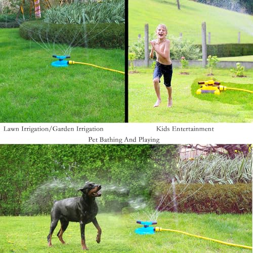 MMSGA Oscillating Sprinkler, Blue, 360 Degree Rotation Garden Watering System, Sprinklers for Yard & Kids, Premium Quality & Anti-Leak Design