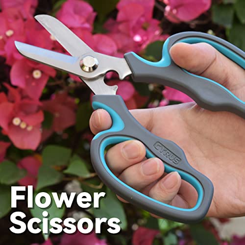 CYRUS Garden Shears Pruner Secateurs Pruning Scissors Flower Sharp Gardening Hand Tools Florist Bonsai Cutters Rose Snips,Blue
