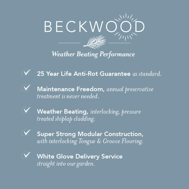 Forest Garden Beckwood Summerhouse Log Cabin 7'5' (2.26m x 1.7m) Pent Double Door Summer House Wooden Garden Room