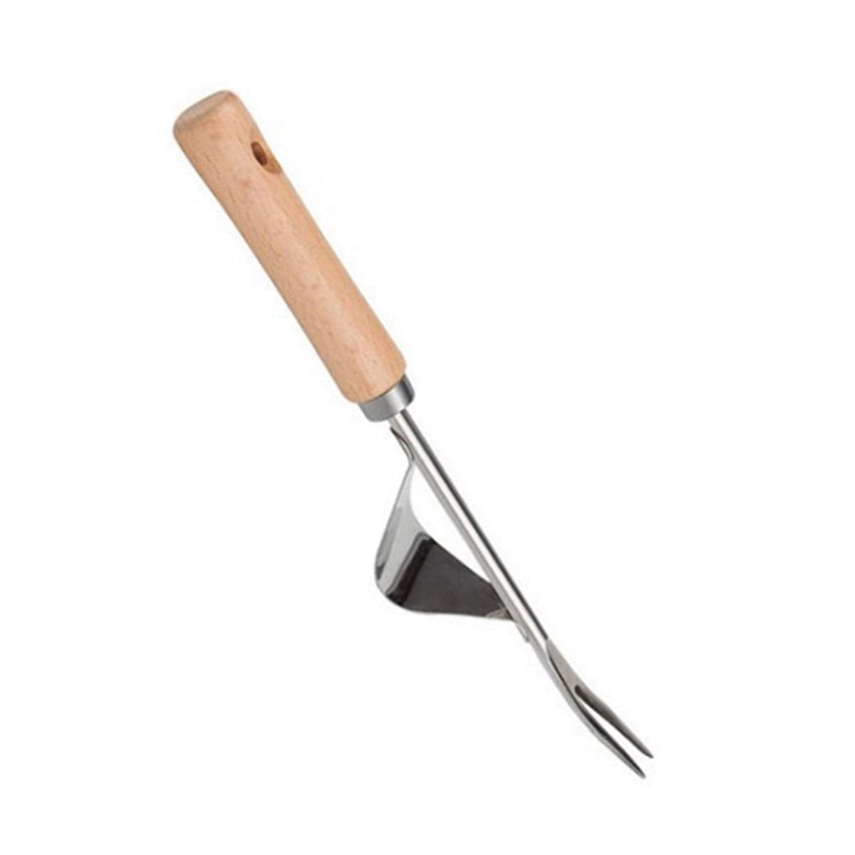 Garden Weeder Hand Weeder Fork Tool Weed Puller Removal Stainless Steel Manual Digging Dandelion Remover Tool Lawn Farmland Transplant Tool with Smooth Wood Handle