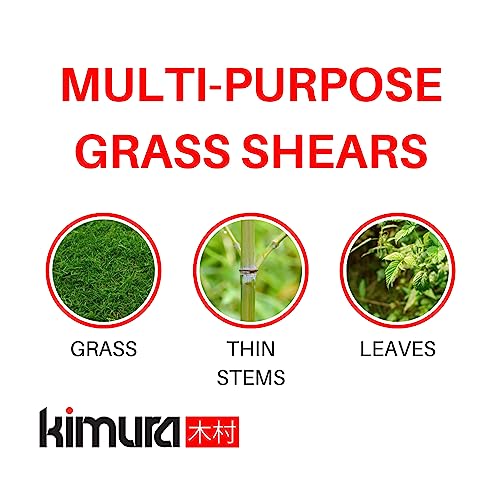 Kimura® Pro Grass Shears - Premium Lawn Shears with 360° Rotating Head, Japanese SK5 Steel Blades, Lightweight, Ergonomic TPR Coated Handles, Ideal Garden Shears for Edging and Trimming - 370mm