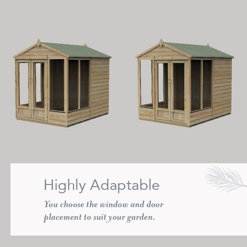 Forest Garden Beckwood Summerhouse Log Cabin 7'5' (2.26m x 1.7m) Pent Double Door Summer House Wooden Garden Room