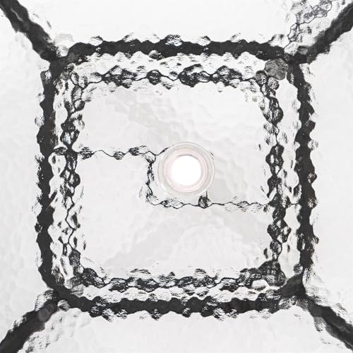 Harbour Housewares Glass Top Garden Table - Black Metal Frame Outdoor Furniture Garden Patio Furniture Modern Square Dining Table Bistro Tables for Outdoor Dining