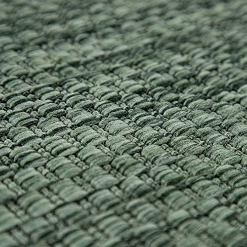 Paco Home Outdoor Weatherproof Rug for Living Room/Balcony/Kitchen, Flat Weave, Sisal Look, Mottled, Plain, Size: 120 x 160 cm, Colour: Green