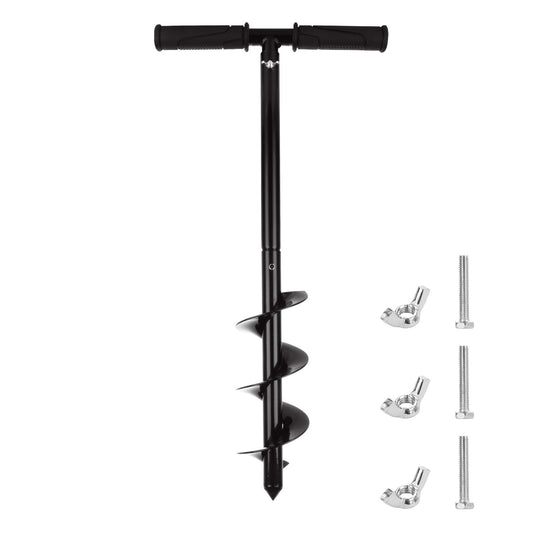 YAYODS Fence Auger Post Hole Digger, 60cm Manual Auger Drill Bit with Non-Slip Handle, Adjustable Length Steel Post Hole Auger, Earth Auger for Planting Bulbs Seedling and Garden Post Holder