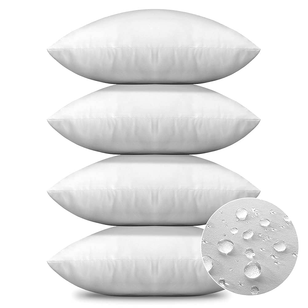 JOTOM Outdoor Cushion Inserts 45x45cm Waterproof Premium Cushion Inner Pads 18"x18" Pillow Filling Set of 4 Decorative Square Pillow Inserts Sofa Pillow Stuffer Patio Garden Blench Couch Bed Cushions