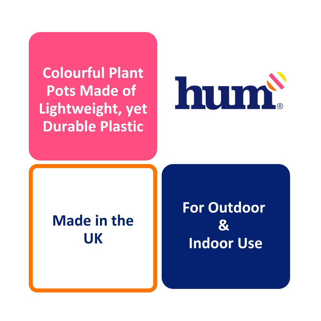 Hum Flowerpots, 22cm Set of 3, Various Patterns Colours and Sizes, Indoor/Outdoor Plastic Plant Pots, Flowers Trellis & Leaves