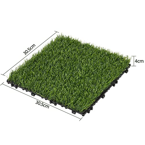 Yaheetech Artificial Grass Turf Indoor Outdoor 27PCS 31 * 31cm Artificial Grass Emulation Plant Dog Trainning Simulation Grass Doormats Dirty Remove Antislip for Garden, Patio, Lawn, Balcony