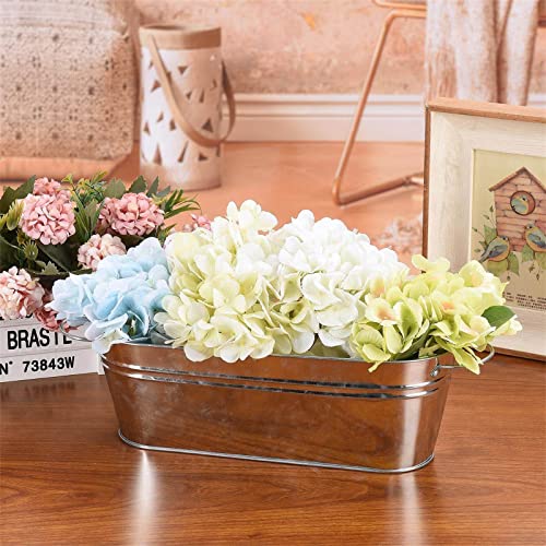BestAlice 5 Pack Galvanized Planters for Outdoor Plants, Galvanized Oval Planters Tub Galvanized Buckets with Handles, Metal Pail Flower Pot for Indoor Outdoor Decor