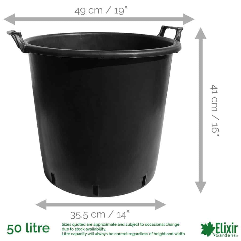 Elixir Gardens Large Recycled Plastic Plant Pot/Tree & Shrub Pots with Handles | 30, 35, 50, 75, 80, 95, 110 & 130 L Plastic Planter Pots in 1-10 Quantities | 45/50 Litre x 1