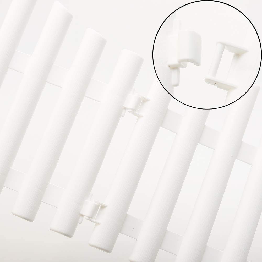 Pack of 8 White Garden Picket Fence Panels/Plastic Lawn Edging For Plant Borders And Flowerbeds (8)