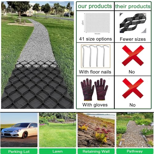 Geo Grid Ground Permeable Stabilization System for DIY Patio and Walkway 30ft Honeycomb Permeable Paving Grid for Parking Lots