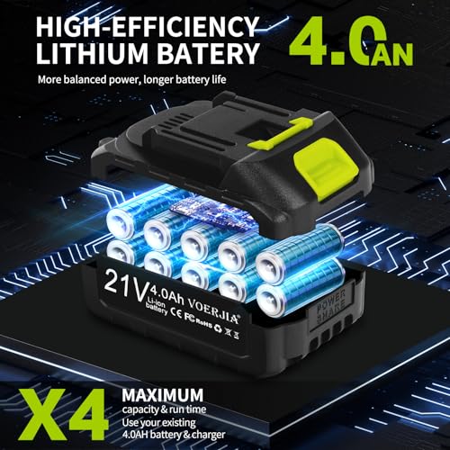 VOERJIA 16 Inch Brushless Cordless Chainsaw, Battery Chainsaw with 4 * 4000mAh Battery, 2200W Powerful Electric Chainsaws with Automatic Chain Lubricationr for Chopping logs and Cutting Trees