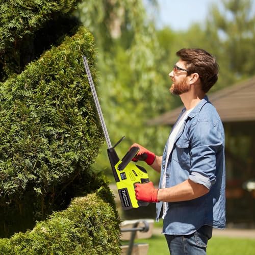 VOERJIA 21V Heavy Duty Cordless Hedge Trimmer, 2 * 4000mAh hedge cutter trimmer, Electric Hedge Trimmers, 50cm Dual Action Blade, battery hedge strimmer for trimming hedges, shrubs and border plants