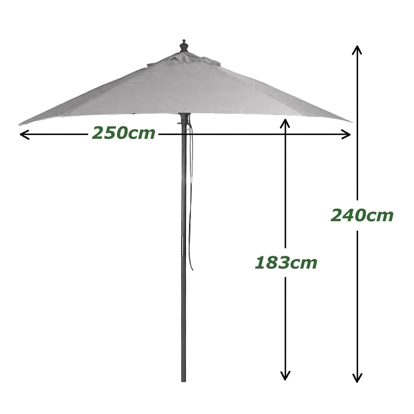 BrackenStyle Wooden Garden Parasol – Pully Operated and Machine Washable Garden Umbrella – 11 Colours - 15kg Black Concrete Base Included (Green)
