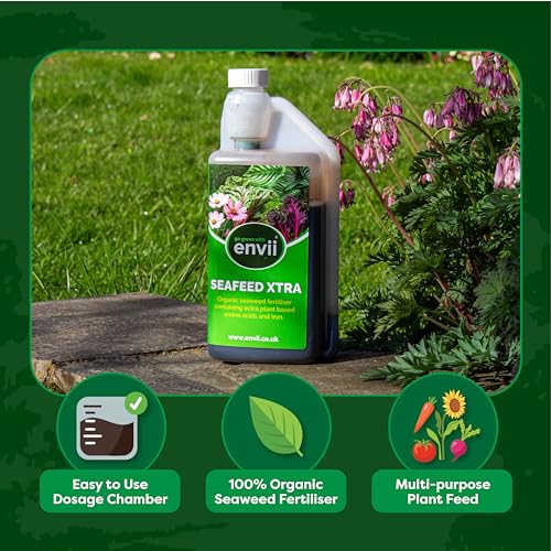 envii SeaFeed Xtra – Organic Seaweed Fertiliser, Liquid Outdoor Plant Food Ideal for all Plants, Lawns, Gardens and House Plants, Rich in Additional Nutrients - 1 Litre Makes up to 500L