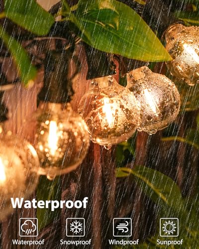 btfarm 36M/120FT Outdoor Festoon Lights Mains Powered【Timer & Dimmable】50-3 LED Garden String Lights with Shatterproof G40 Bulbs,Waterproof Indoor Outside Lights for Yard Wedding Christmas Patio Party