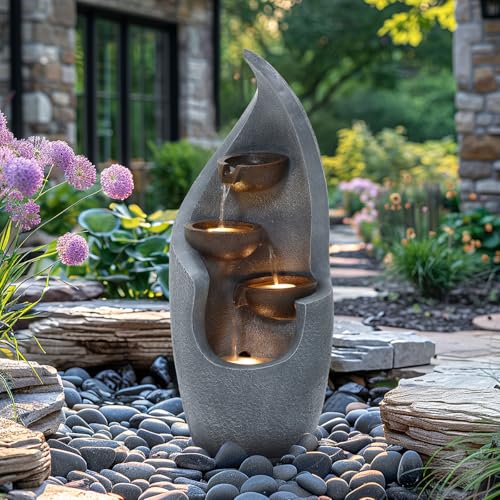 Charles Bentley 3 Tier Bronze LED Water Feature