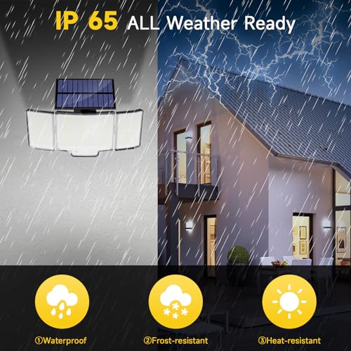 Solar Lights Outdoor Garden Lights 1 Pack 348LED 2000LM IP65 270° 3 Modes Solar Security Lights Outdoor Motion Sensor Outdoor Wall Lights Solar Wall Lights Outdoor Motion Sensor Lights Outdoor
