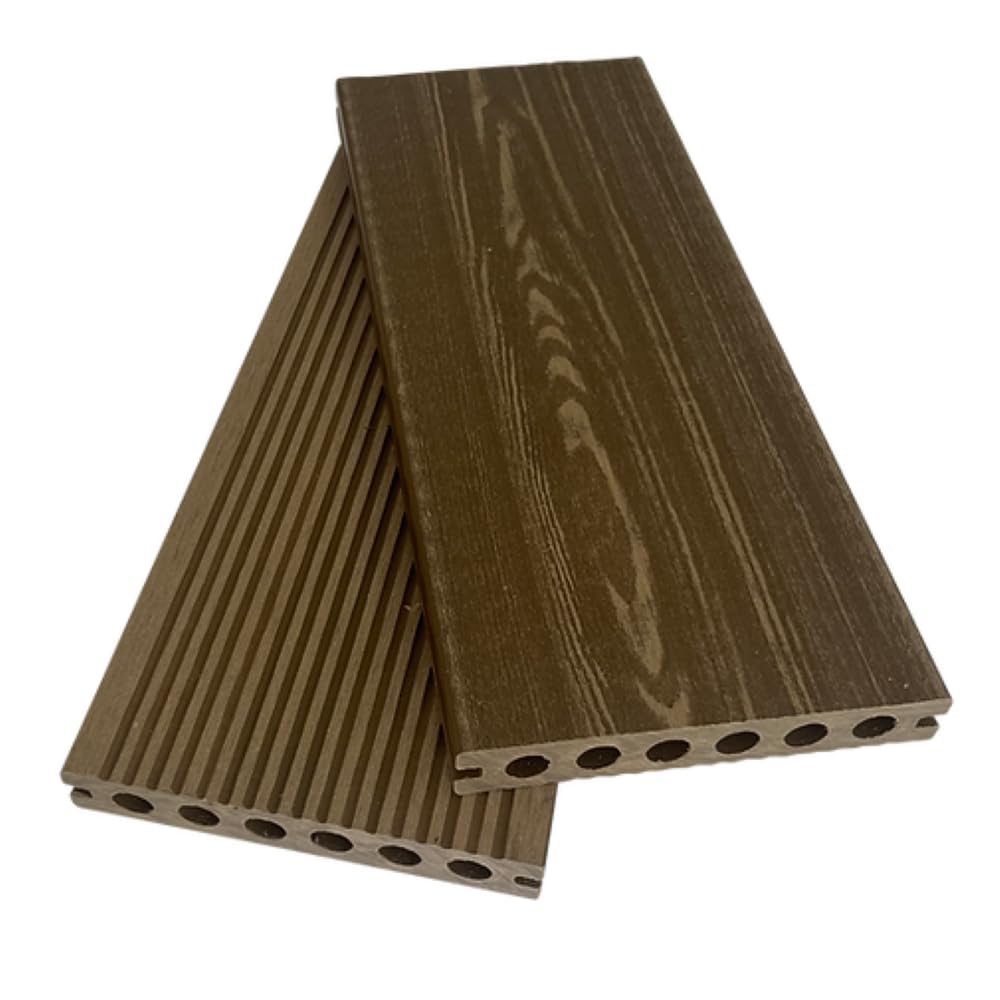 Ceta Composite Decking Premium Composite Decking Board Samples, 3.6m Length, Woodgrain Decking Board, Charcoal, Grey, Silver, Light Brown, Dark Brown, Hollow Decking Board