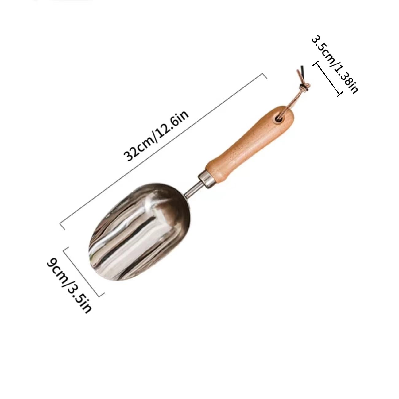 Stainless Steel Hand Potting Scoop with Wooden Handle, Soil Scoop for Indoor Plants and Compost,Compact Garden Scoop Trowel for Transplanting and Digging