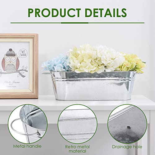 BestAlice 5 Pack Galvanized Planters for Outdoor Plants, Galvanized Oval Planters Tub Galvanized Buckets with Handles, Metal Pail Flower Pot for Indoor Outdoor Decor