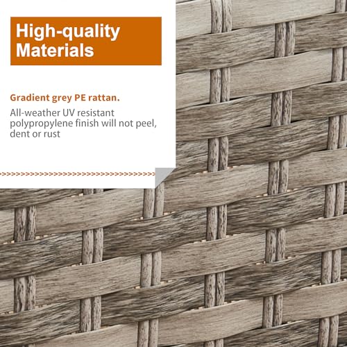 Aweather 3 Pieces Rattan Lounger Set Sun Lounger,PE Rattan Patio Lounge Chair Set,Outdoor Recliner Lounge Chairs with Adjustable 5-Position Recliner for Patio, Beach, Pool