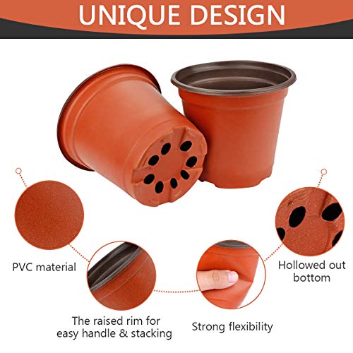 Vockvic 50 Pieces Plastic Plant Pots, Multifunctional Garden Planter, Practical Seed Tray Flower Seeding Nursery Pots, Ideal for Herb Flower Bedding Indoor Outdoor