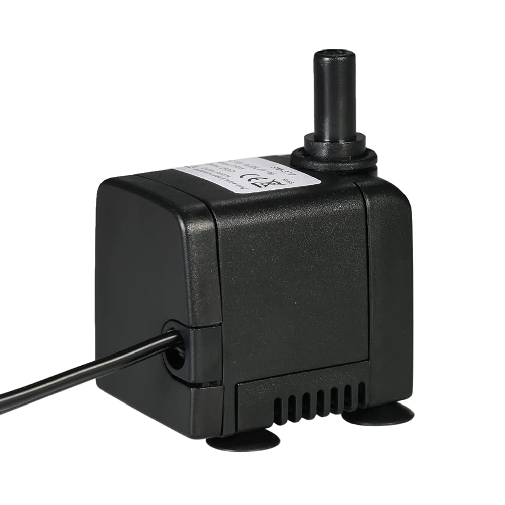 Decdeal 450L/H 6W Submersible Water Pump for Aquarium Tabletop Fountains Pond Water Gardens and Hydroponic Systems with 2 Nozzles AC220-240V