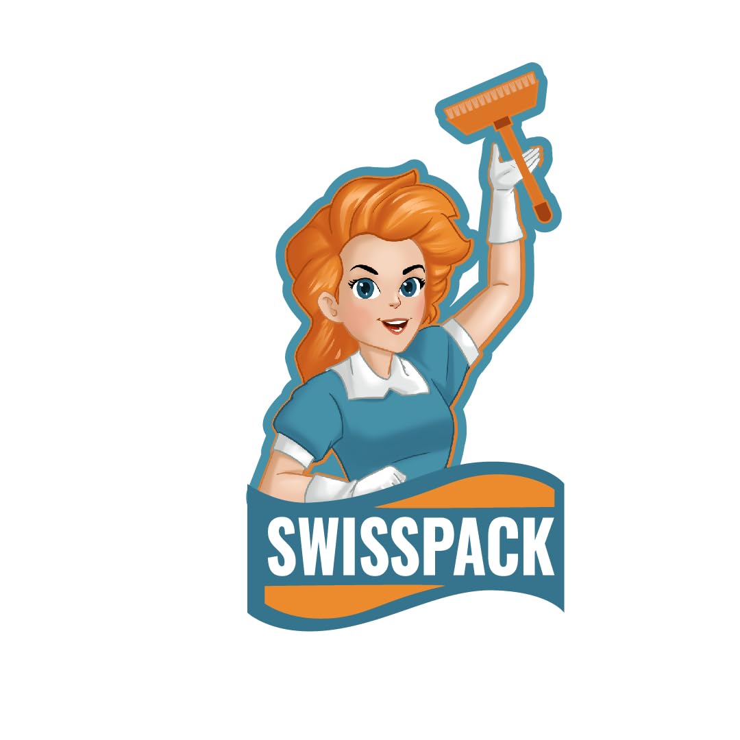 SWISSPACK Broom Indoor Sweeping Broom Brush with Long Handle, Kitchen Broom Indoor Floor Brush with Dense Soft Bristles Brooms Perfect for Sweeping Room Office Kitchen Ideal for Any Floors