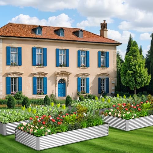 Bvewg 3 Pack 6x3FT Galvanized Raised Garden Bed Outdoor,Metal Garden Bed for Vegetables,Steel Raised Beds for Gardening,Above Ground Box for Flower