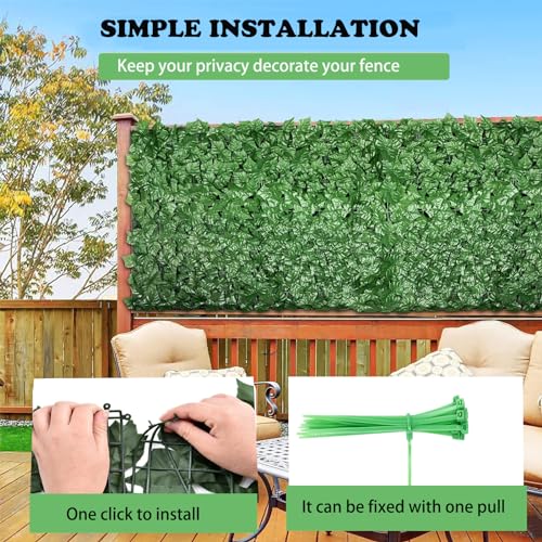 SUNJULY Artificial Ivy Privacy Fence Screen, Expandable Artificial Hedges Fence and Faux Ivy, Garden Privacy Screening Wall Panel Vine Leaf Decoration, UV Resistant (1M*3M)