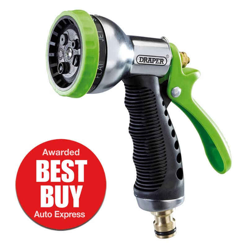 Draper 7 Pattern Hose Pipe Spray Gun|Garden hose nozzle | Watering Tool|Brass Fitting |Universal Connector| 25342