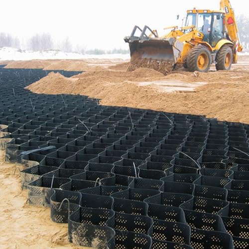 ("en":"Geogrid Retaining Wall Reinforcement 4", HDPE Scalable Ground Geo Grid Driveway Ground Pavers for Landscaping, Black Permeable Paving Stabilizer with Drain Holes(3x20 m (10x66 ft))")