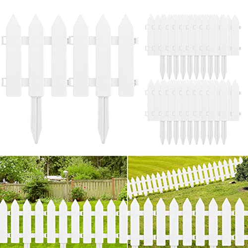 ELECLAND 22-Piece Plastic Fence Set - White Garden Picket Fence Edgings for Lawn, Flowerbeds, Plant Borders & Decorative Yard