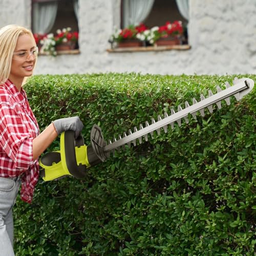 VOERJIA 21V Heavy Duty Cordless Hedge Trimmer, 2 * 4000mAh hedge cutter trimmer, Electric Hedge Trimmers, 50cm Dual Action Blade, battery hedge strimmer for trimming hedges, shrubs and border plants
