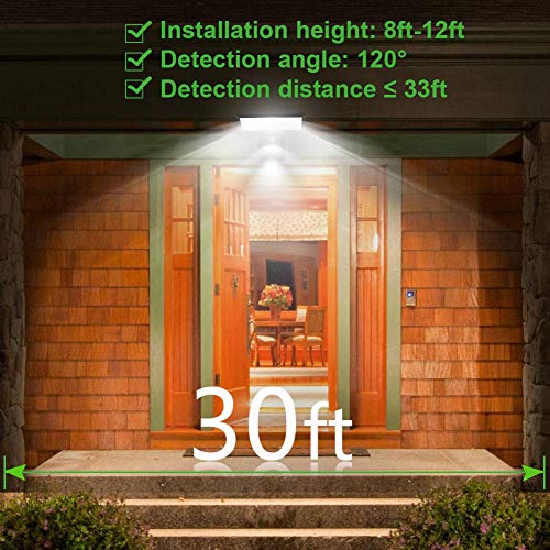 JESLED Solar Powered Lights Outdoor/Outside for Garden Fence Door Yard Pathway, 90 LED Solar Motion Sensor Security/Wall Lights Waterproof 2600mAh, USB Charging (1 Pack)