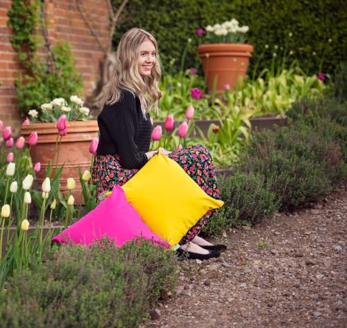 Gardenista Premium Garden Scatter Cushion | Water Resistant 4 Pack Square Rainbow Cushions | Outdoor Patio Rattan Chairs | Hollowfibre Filled Seating Furniture Pillow | Soft Comfy & Durable (45x45cm)