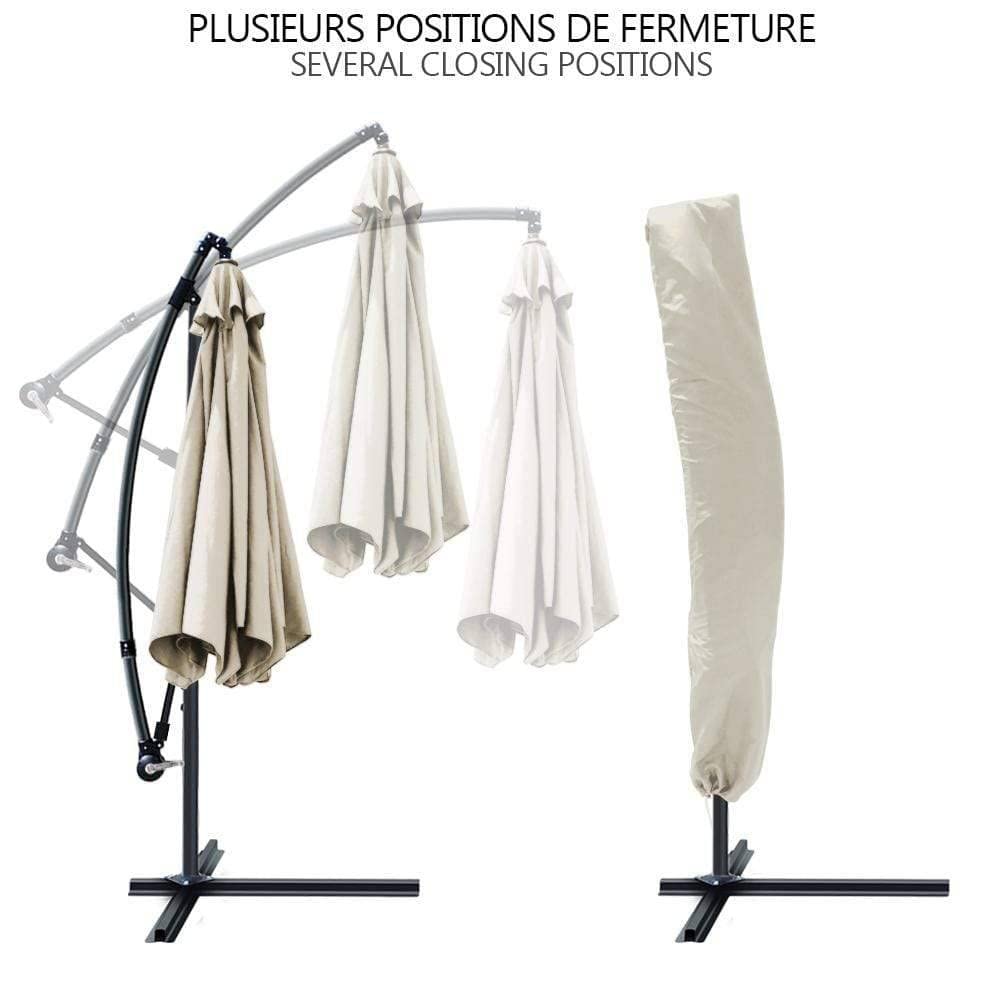 VOUNOT 3m Cantilever Garden Parasol, Banana Patio Umbrella with Crank Handle and Tilt for Outdoor Sun Shade, Beige