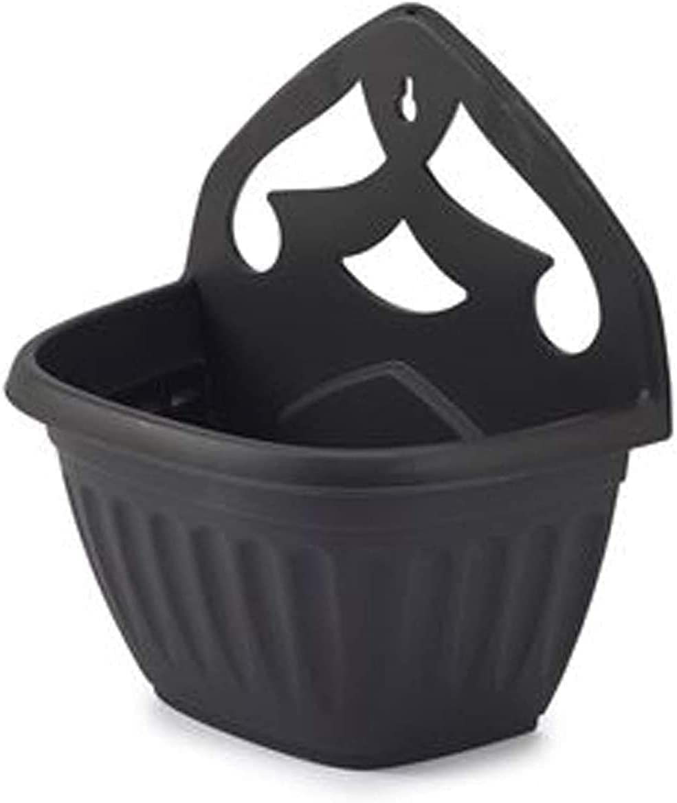 HOMION Athens wall flower planter Garden plant wall mount basket 32cm (Black, 6)