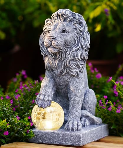 Yeomoo Solar Lion Garden Statue with LED Ball