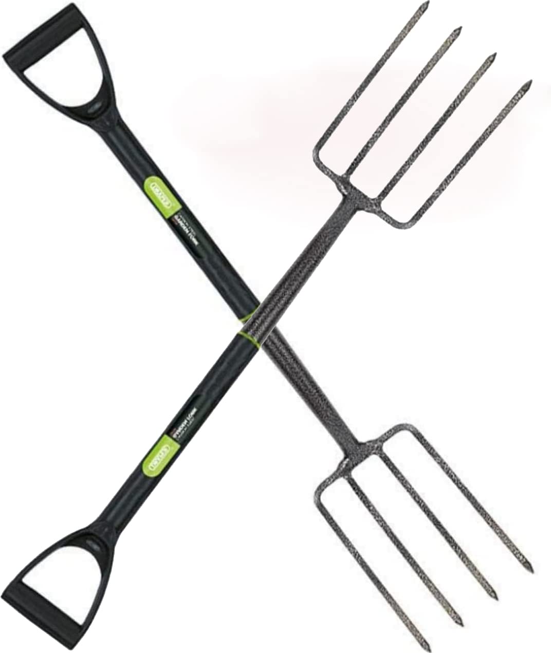 HMIR 4 Tines Garden Fork Heavy Duty, Steel Carbon Garden Hand Fork, Plastic D Handle Ladies Garden Fork, Gardening Fork (102.5 L x 21.5 W x 14.5 H cm) _Black & Grey