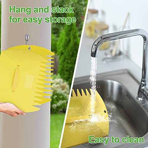 GardenHOME Garden and Yard Leaf Scoops Hand Rakes, Large Sized Leaf Grabbers, Leaf Collector,1 Pair (Yellow)
