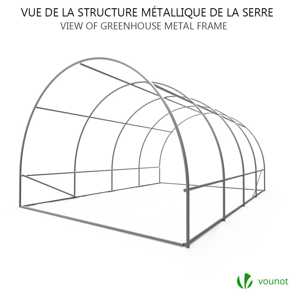 VOUNOT® Polytunnel Greenhouse 4x3x2m 12m² Poly Tunnels Gardening Walk In Pollytunnel Tent with Steel Frame
