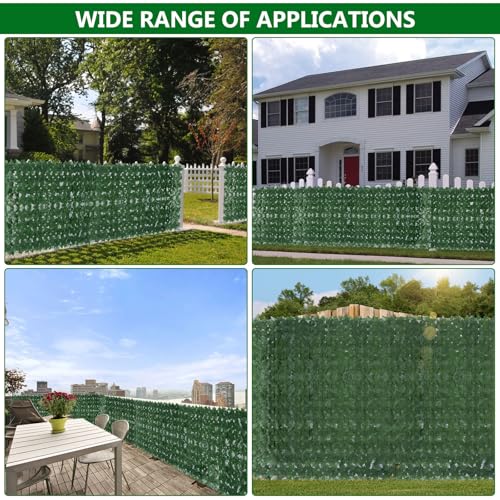 Blueeour Garden Screening,1 * 3M Artificial Ivy Fence Screening, Artificial Hedge Screening,Balcony Privacy Screen, Fence Trellis with Leaves, Fence Ivy for Balcony Garden Decoration(1Pcs)