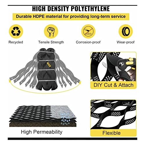 Geogrid for Slopes Parking Around Pool Polyethylene Paver Support with Big Drain Hole Heavy Duty Grids for Permeable Paving (4m x 10m)