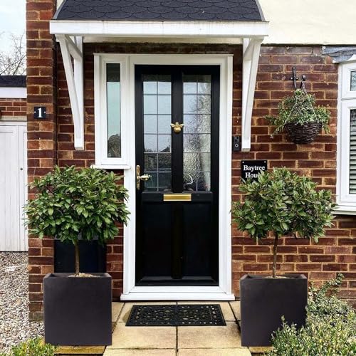 IDEALIST 50cm Large Square Planter for Trees | Black Reinforced Stone Flower Pot with Drainage Holes L50 W50 H50.5 cm, 92 litres