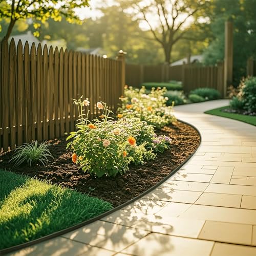 WELDUN Lawn Edging, Garden Edging, Flexible Plastic Gravel Edging, Easy to Cut and Shape, for Flower Beds, Lawns and Walkways, 6 m x 10 cm (L x H), Black