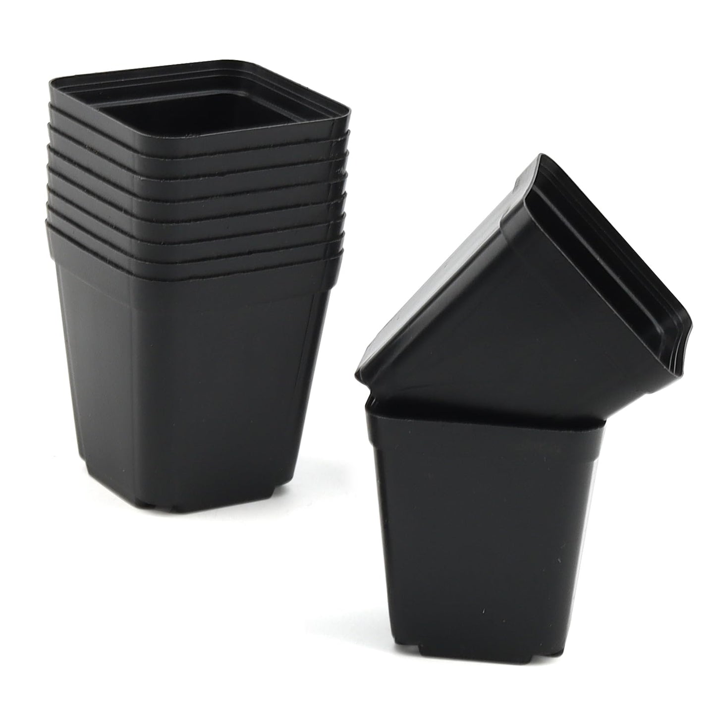 ZEONHAK 200 Pack 5.5cm Small Square Black Plant Pot, 2 Inch Mini Plastic Garden Flower Planter Pots for Succulents, Seed Nursery